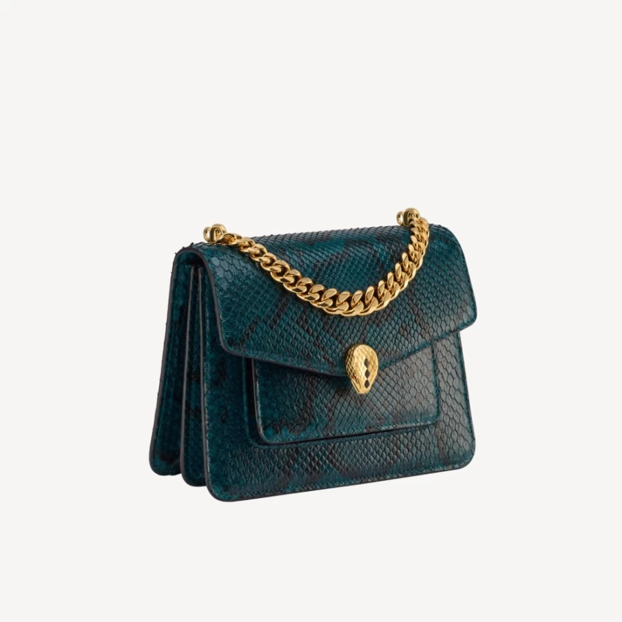 BVLGARI Serpenti Forever Maxi Chain Crossbody Bag for Women in Green
