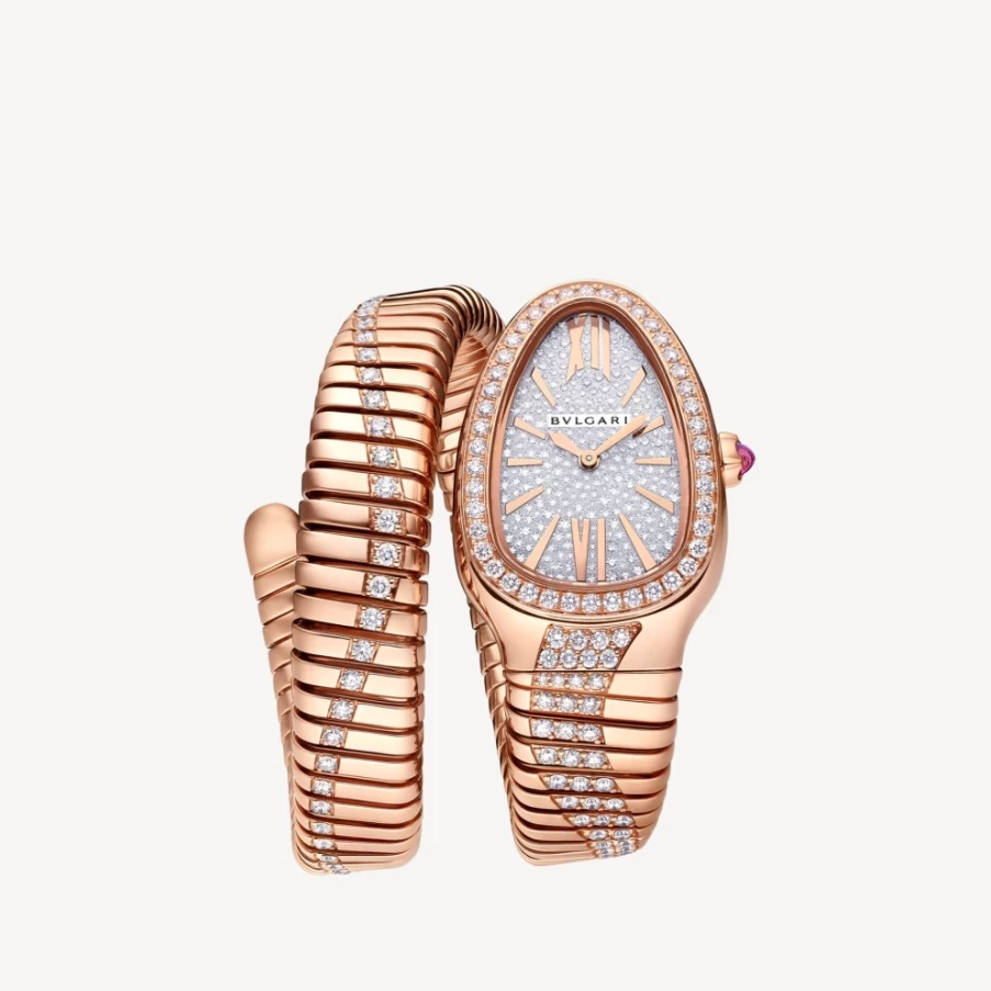BVLGARI Serpenti Tubogas Pink Gold Watch for Women | Luxury Italian Timepiece