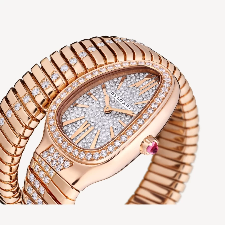 BVLGARI Serpenti Tubogas Pink Gold Watch for Women | Luxury Italian Timepiece