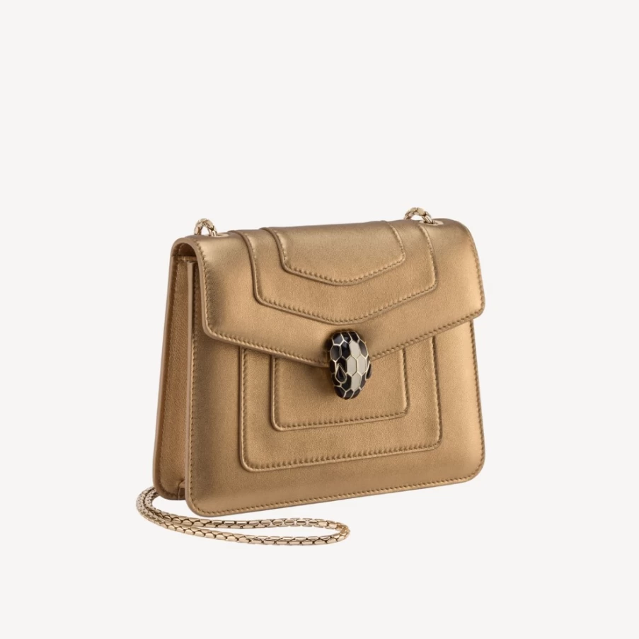 BVLGARI Serpenti Forever Gold Crossbody Bag for Women