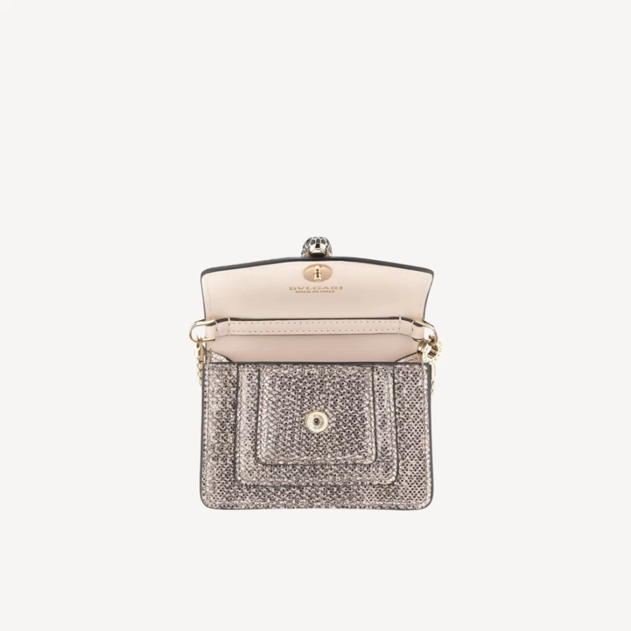 BVLGARI Serpenti Forever Charm Shoulder Bag in Beige for Women | Luxury Leather Handbag
