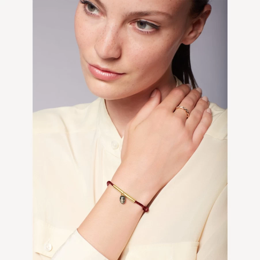 BVLGARI Serpenti Forever Red Leather Bracelet for Women | Luxury Designer Jewelry
