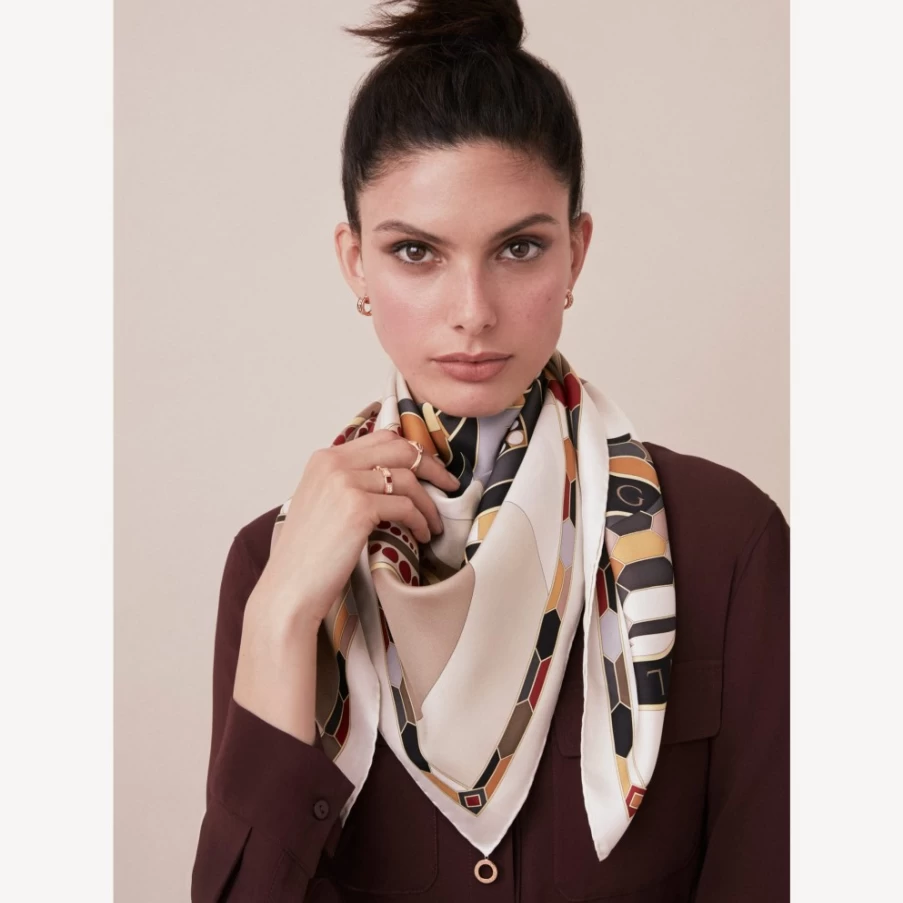 BVLGARI Women's White Heritage Scarf - Luxury Cashmere Wrap