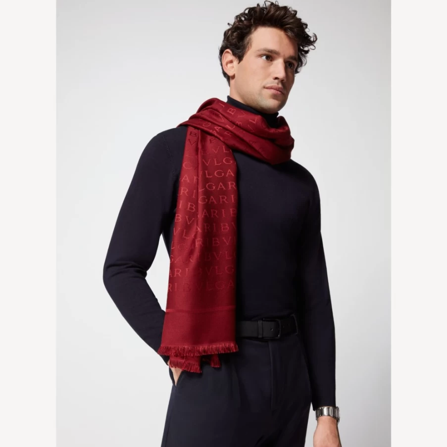 BVLGARI Women's Red Logomania Stole - Luxury Branded Scarf