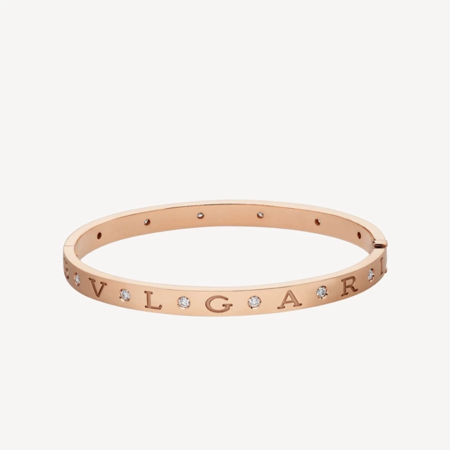 BVLGARI BVLGARI 18K Rose Gold Diamond Bracelet for Women Luxury Italian Jewelry