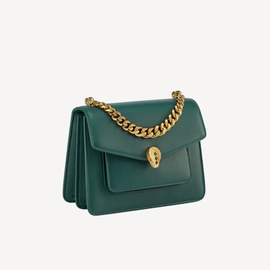 BVLGARI Serpenti Forever Maxi Chain Crossbody Bag for Women in Green