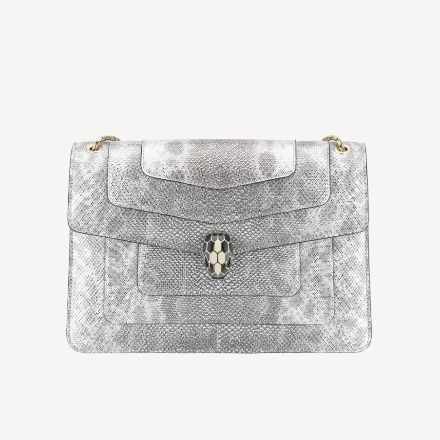 BVLGARI Serpenti Forever Women's White Leather Shoulder Bag | Luxury Designer Handbag