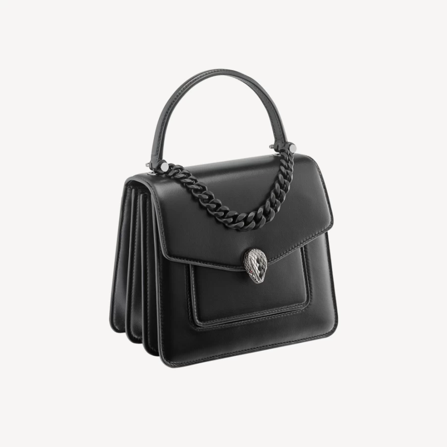 BVLGARI Serpenti Forever Black Top Handle Bag for Women