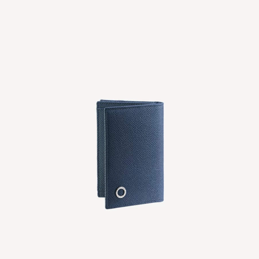 BVLGARI Bvlgari Man Blue Leather Business Card Holder for Men