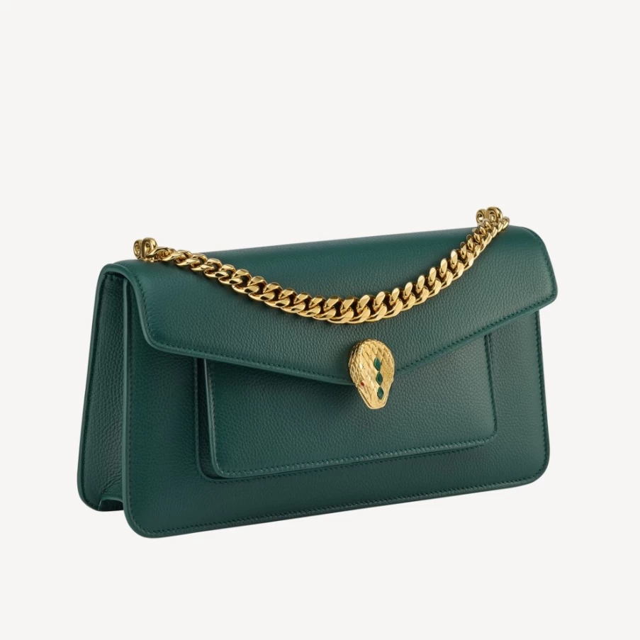 BVLGARI Serpenti Green East-West Maxi Chain Shoulder Bag for Women