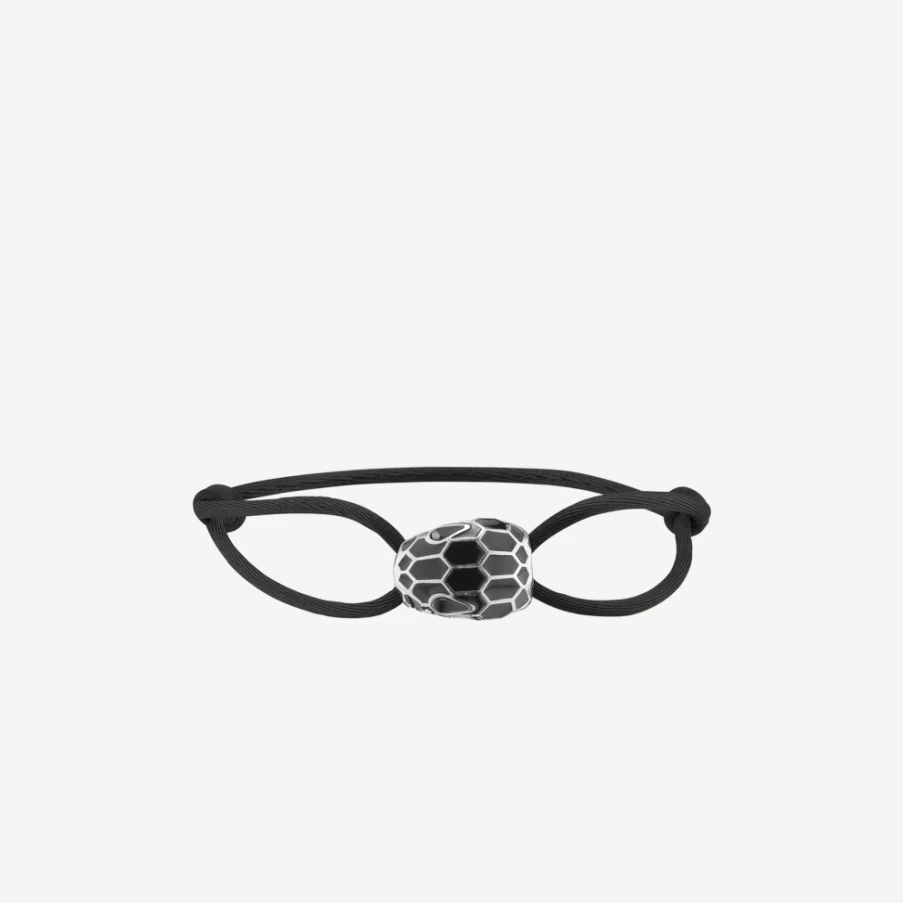 BVLGARI Serpenti Forever Black Leather Bracelet for Women | Luxury Snake Design