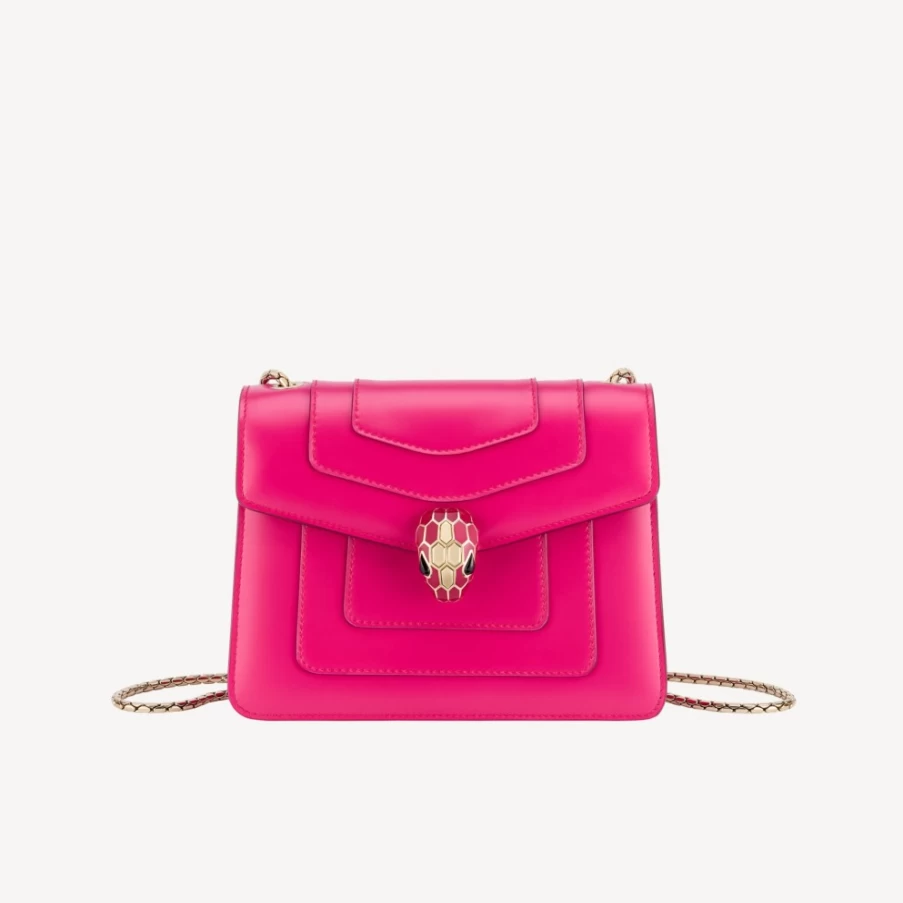 BVLGARI Serpenti Forever Pink Crossbody Bag for Women | Luxury Leather Handbag