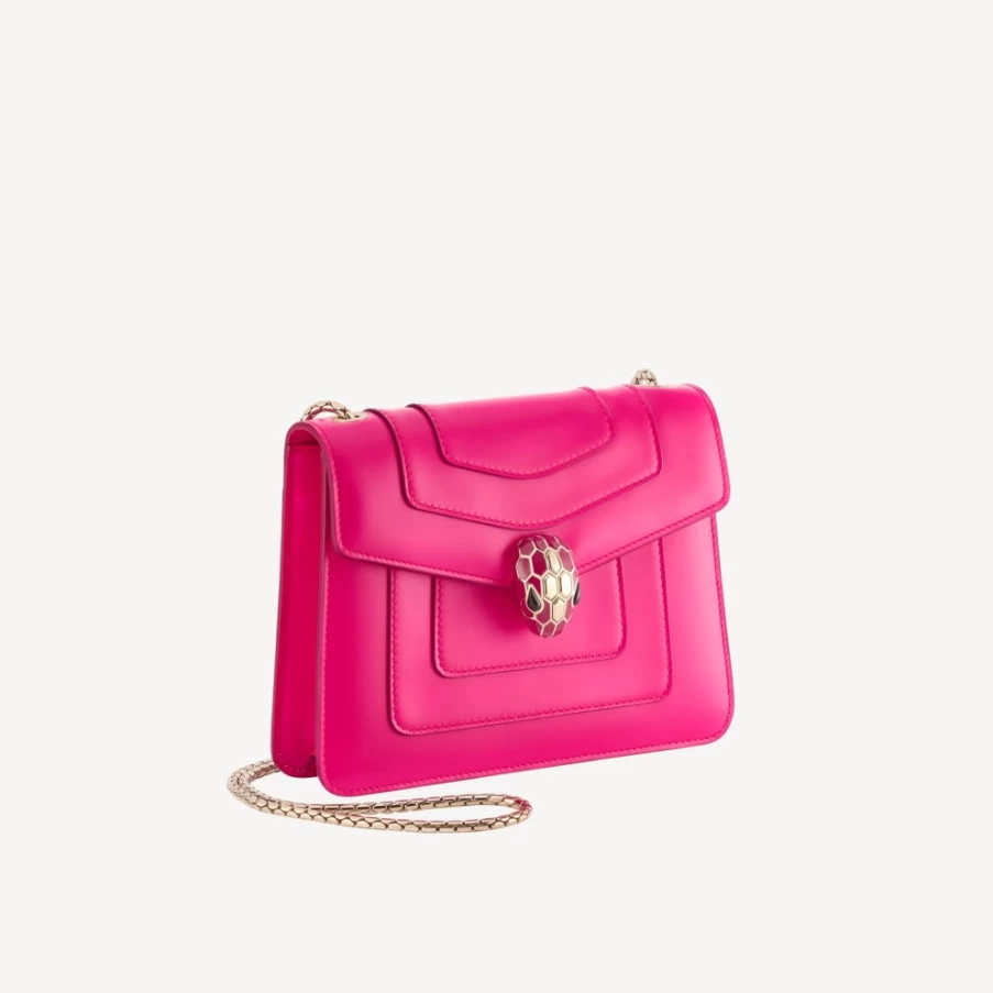 BVLGARI Serpenti Forever Pink Crossbody Bag for Women | Luxury Leather Handbag