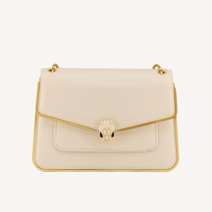 BVLGARI Serpenti Forever Ivory Shoulder Bag for Women | Luxury Designer Handbag