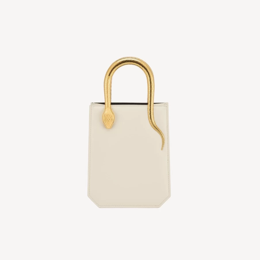 BVLGARI Ivory Serpentine Tote Bag for Women | Luxury Designer Handbag