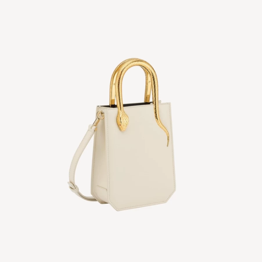 BVLGARI Ivory Serpentine Tote Bag for Women | Luxury Designer Handbag