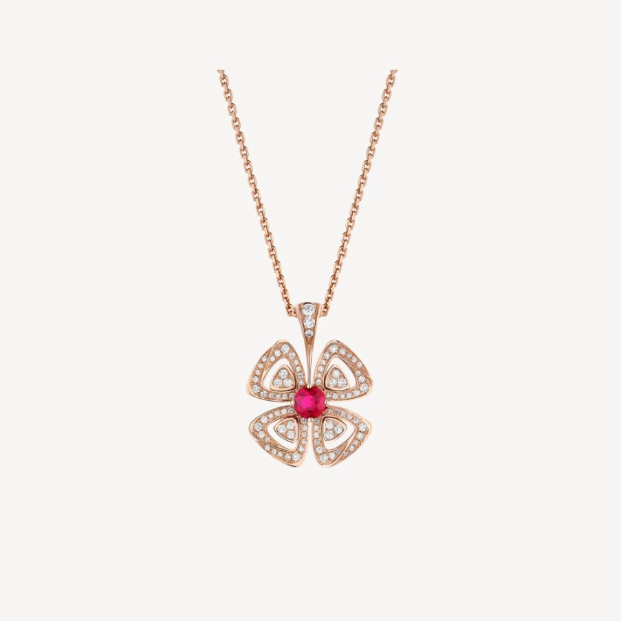 BVLGARI Fiorever Necklace – Elegant Floral Diamond Pendant for Women