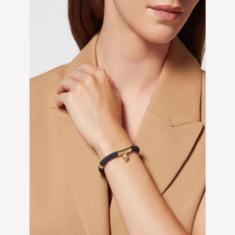 BVLGARI Serpenti Forever Black Leather Bracelet for Women | Luxury Snake Design