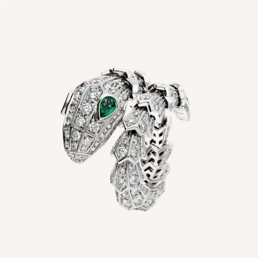 BVLGARI Serpenti Green Ring | Iconic Snake Design Luxury Jewelry