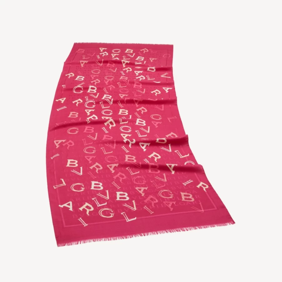 BVLGARI Women's Pink Logomania Stole - Luxury Cashmere Scarf
